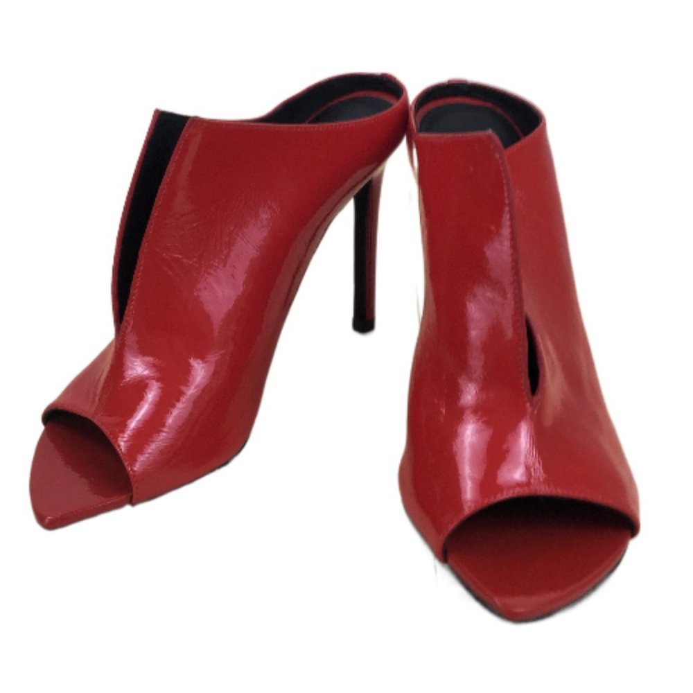 Jeffrey Campbell Shiny Red Peep Toe Booties 6